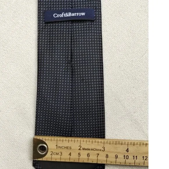 Lot Of 2 Black Formal Neckties Croft&Barrow Wembley Blue Dotted & Brown Striped - Picture 5 of 5